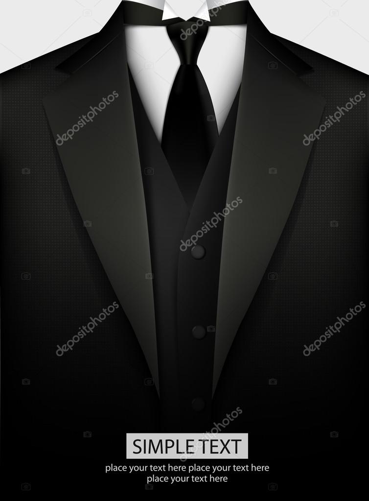 illustration of black suit with bow tie blazer vector illustrati, Stock  vector