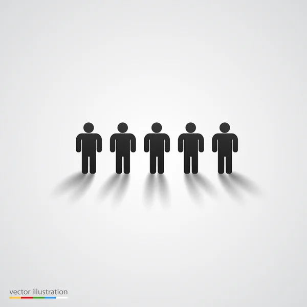 La gente negra silueta fila. Concepto de equipo — Vector de stock