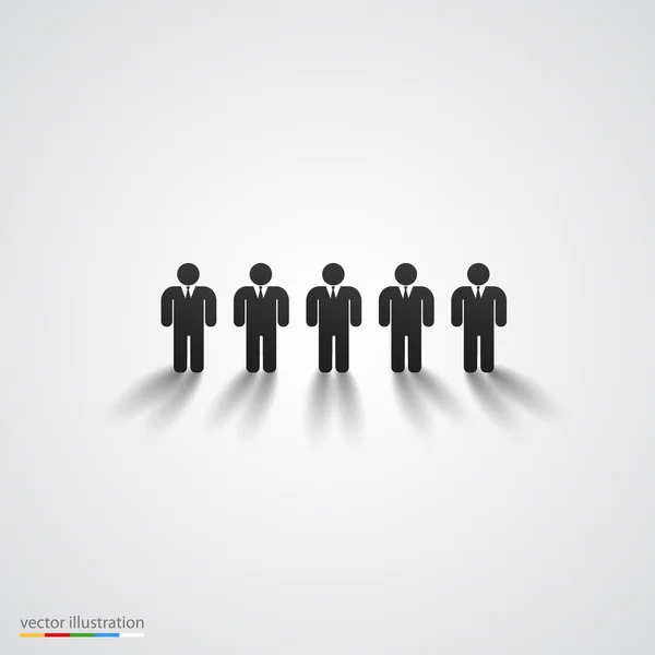 La gente negra silueta fila. Concepto de equipo — Vector de stock