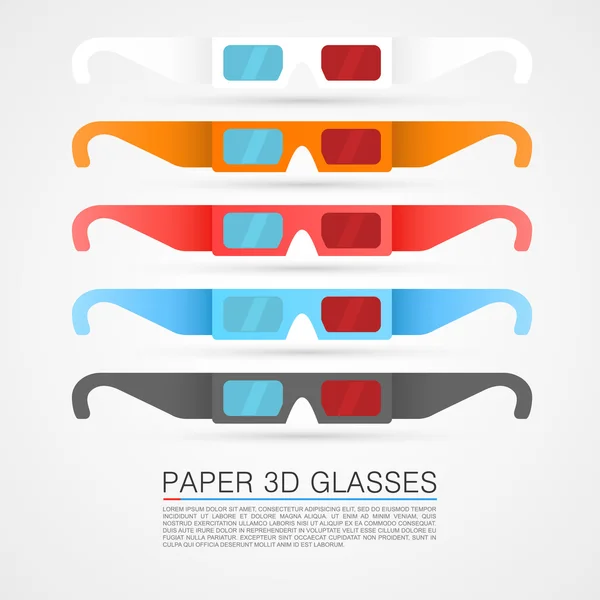 Ställa in papper 3d-glasögon — Stock vektor