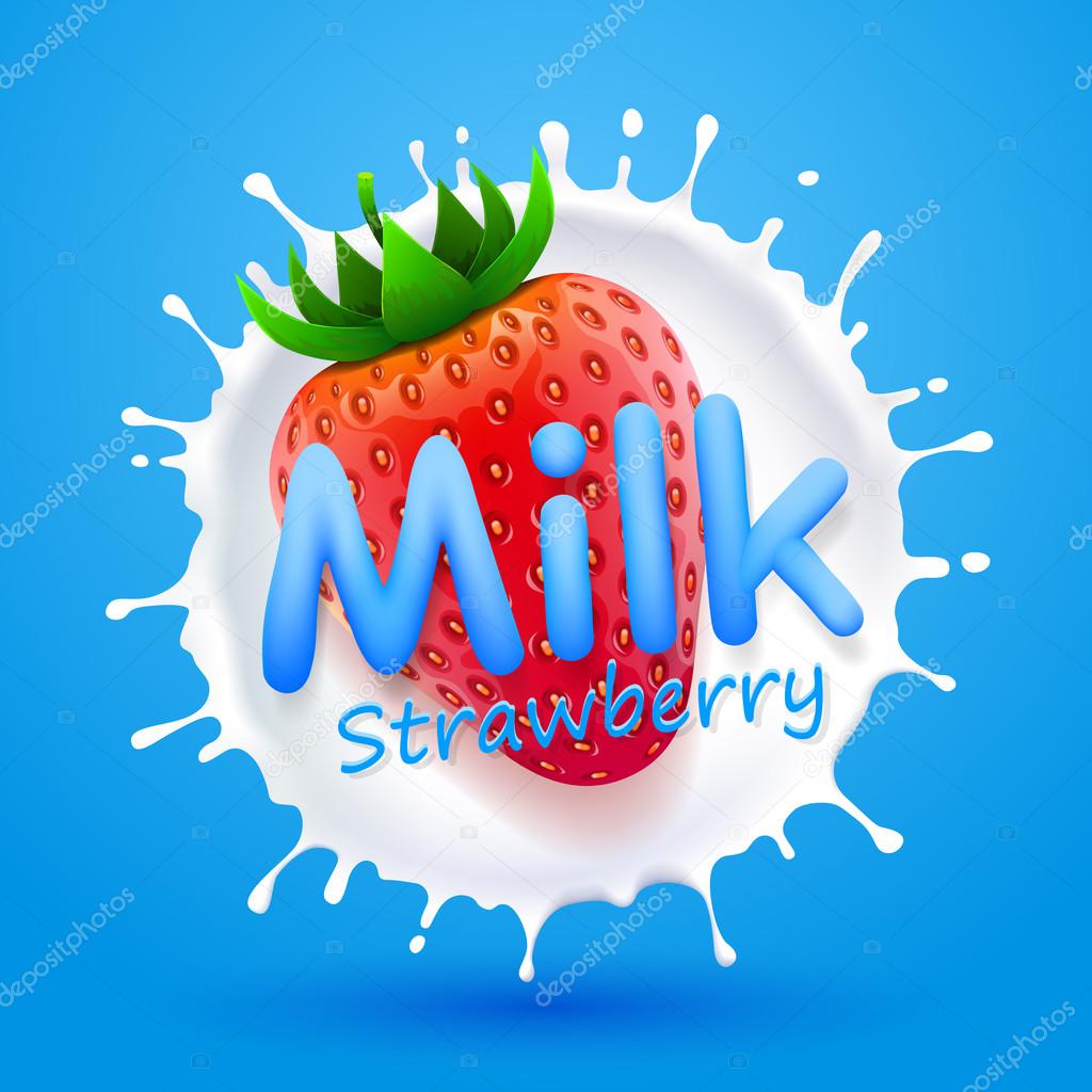 Label milk strawberry