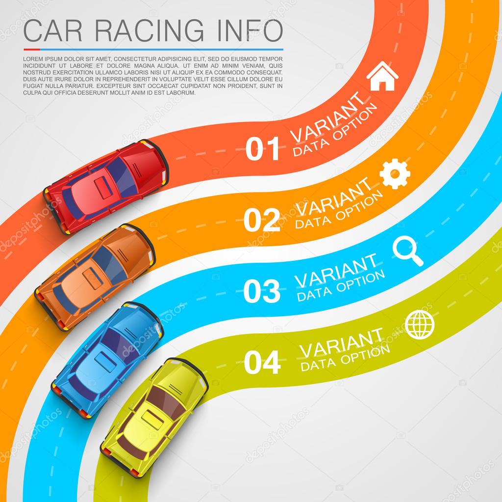 Car racing info art cover