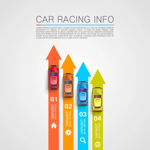Bil racing information konst täcka — Stock vektor