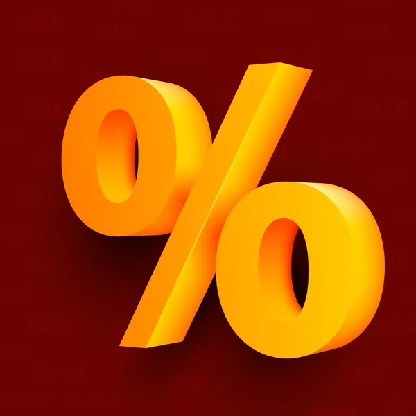 Golden percent sign on red background — Stock Vector
