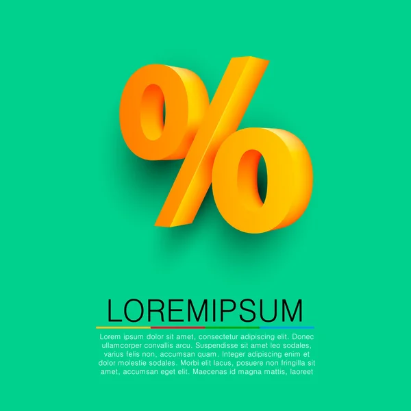 Golden percent sign on green background — Stock Vector