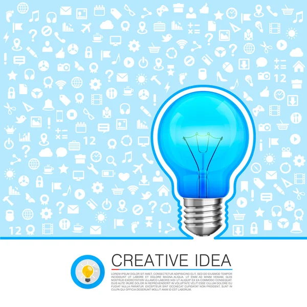 Bulb idea with icons on the background — Stock Vector