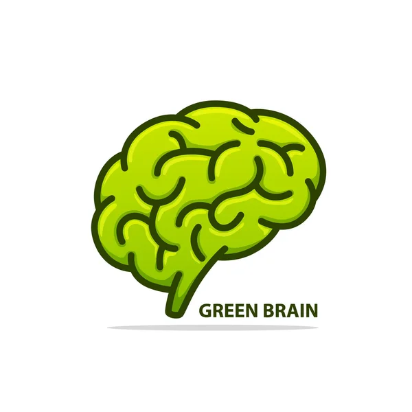 Beyin yeşil silüeti — Stok Vektör