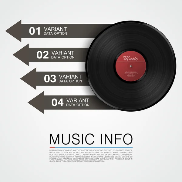 抽象的音乐信息。乙烯基磁盘 — 图库矢量图片