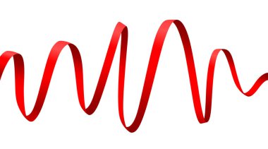 Dinamik Kırmızı Dalgalı Kurdele Şenlik Tasarımı için. Geçmişleri, afişleri ve özel etkinlik dekorları için ideal. Vektör illüstrasyonu.