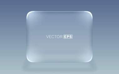 Yuvarlak köşeli şeffaf cam panel, yumuşak eğimli arka planda modern boş çerçeve. Vektör illüstrasyonu