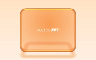 Modern Şeffaf 3D Cam Çerçeve, ürün sunumu veya soyut tasarım için yuvarlak köşeleri olan parlak bir kehribar kutusu. Vektör illüstrasyonu