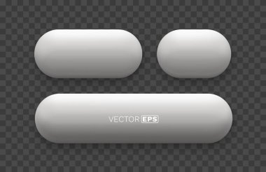 Modern web tasarımı için 3D yuvarlak düğmeler ve minimal kullanıcı arayüzü elemanları. Vektör illüstrasyonu