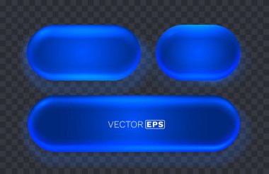 Parlayan mavi soyut yuvarlak şekiller ve pankartlar. Neon etkisi olan modern tasarım elementleri. Vektör illüstrasyonu.