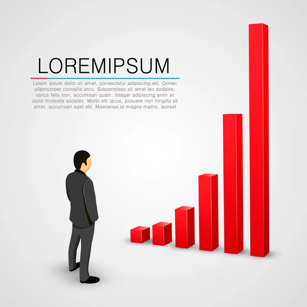 Homme d'affaires regarder graphique de plus en plus — Image vectorielle