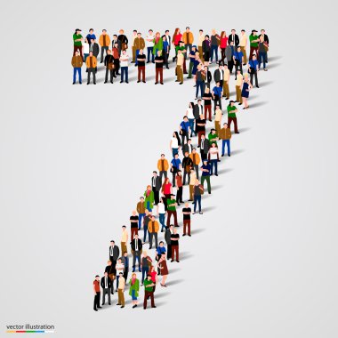 Large group of people in number 7 seven form clipart