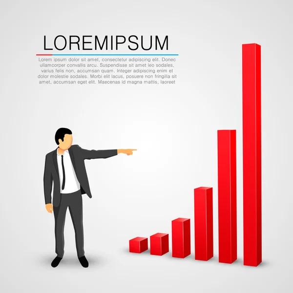 Zakenman punten aan de groeiende grafiek — Stockvector