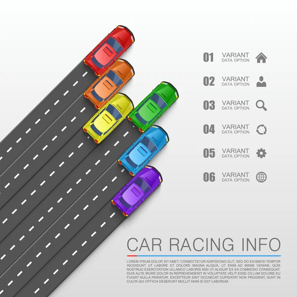Auto race info kunst dekking — Stockvector