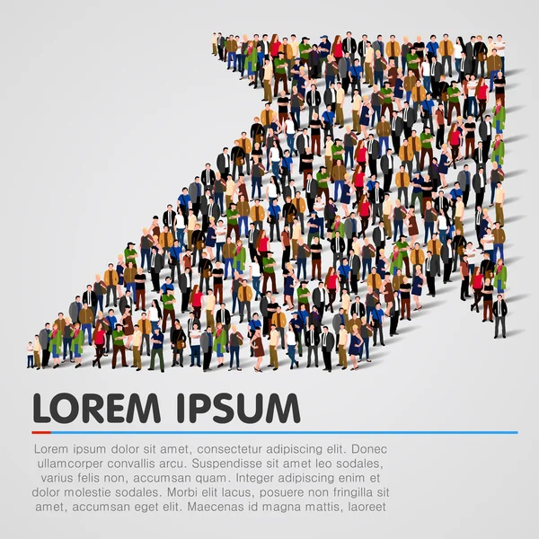 Pessoas lotadas símbolo de seta vetorial —  Vetores de Stock