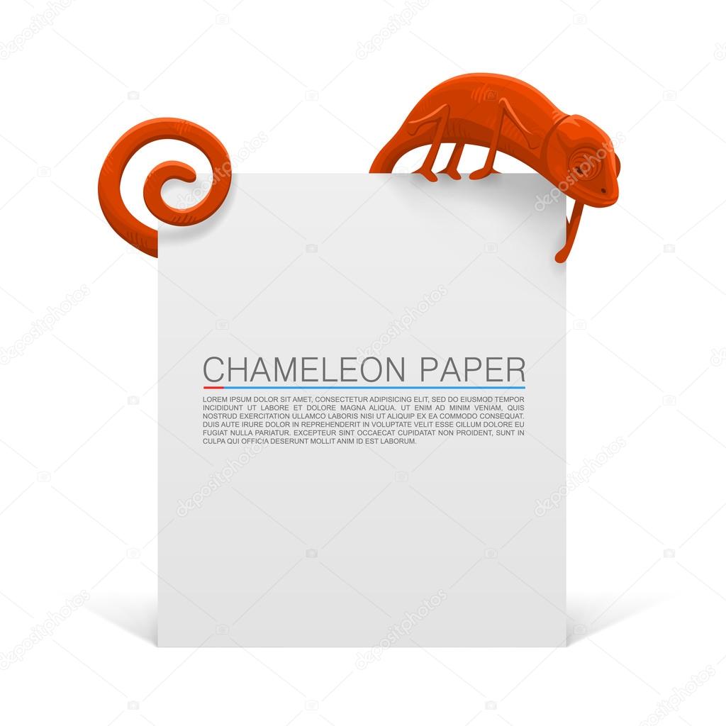Blank page with a chameleon on top