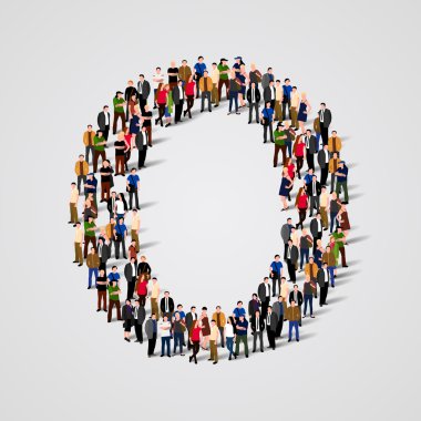 İnsanların O harfi formunda büyük grup