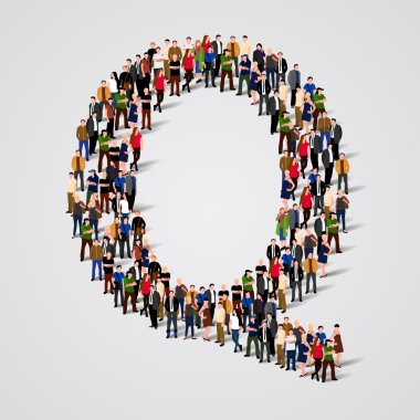 İnsanların harf Q formunda büyük grup