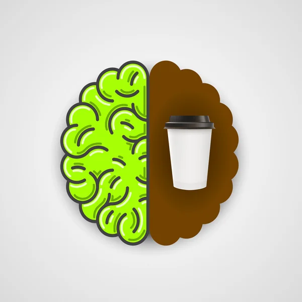 Coffee in human brain. Clean vector — Stock Vector