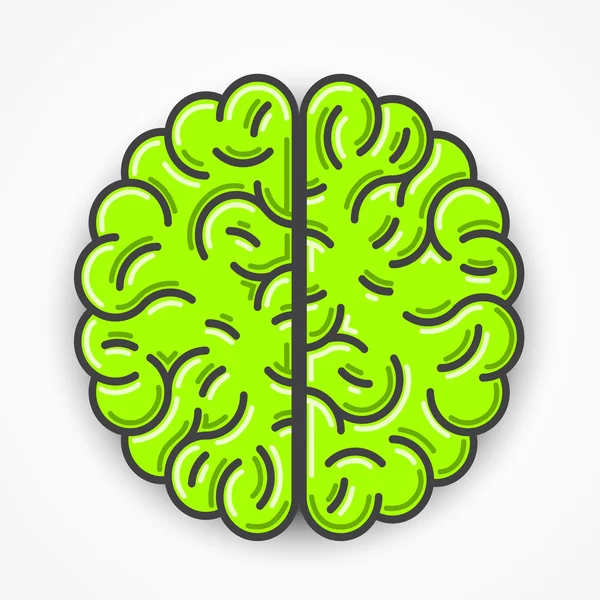 Signo cerebral verde de dibujos animados. Vector limpio — Vector de stock