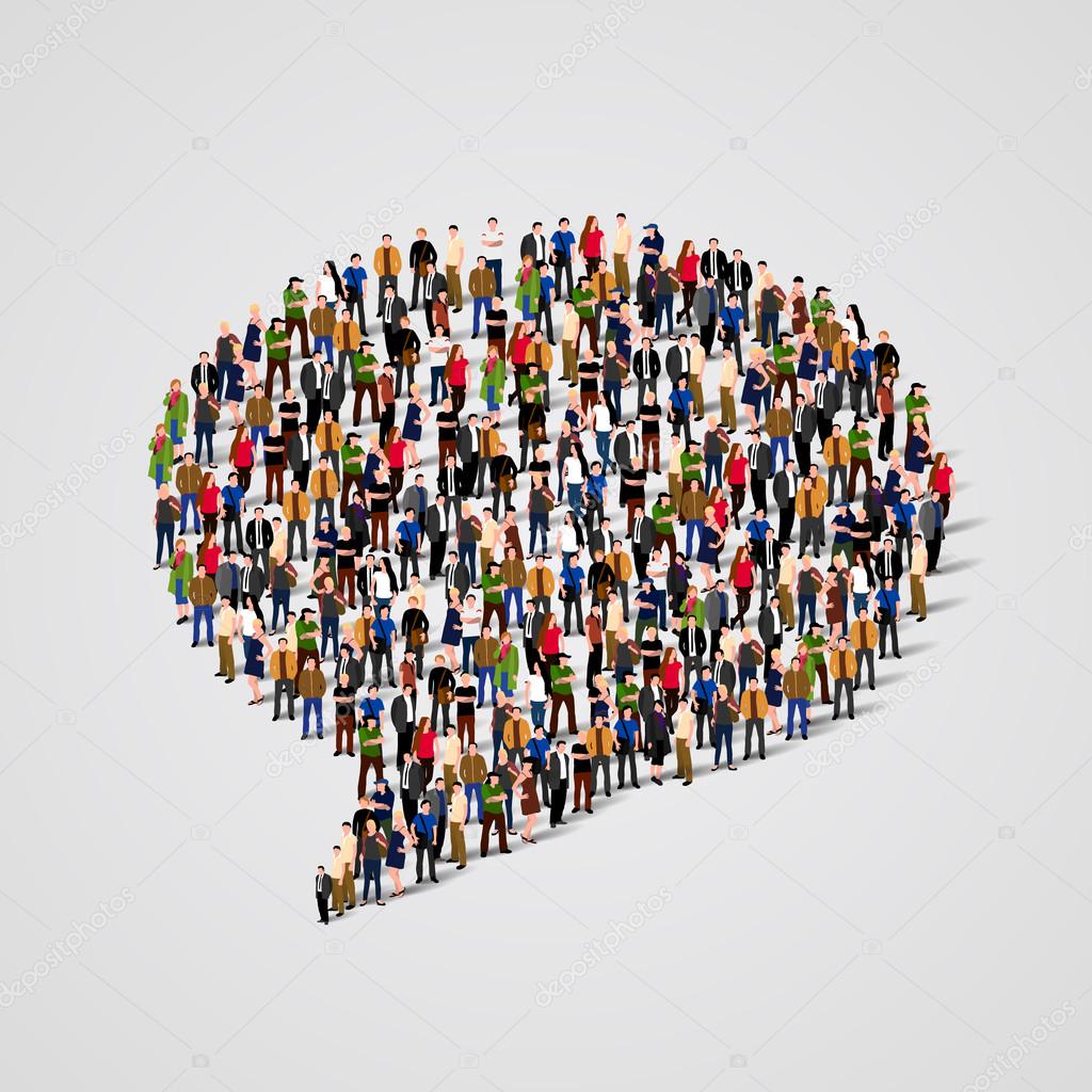 Large group of people in the chat bubble shape. Vector