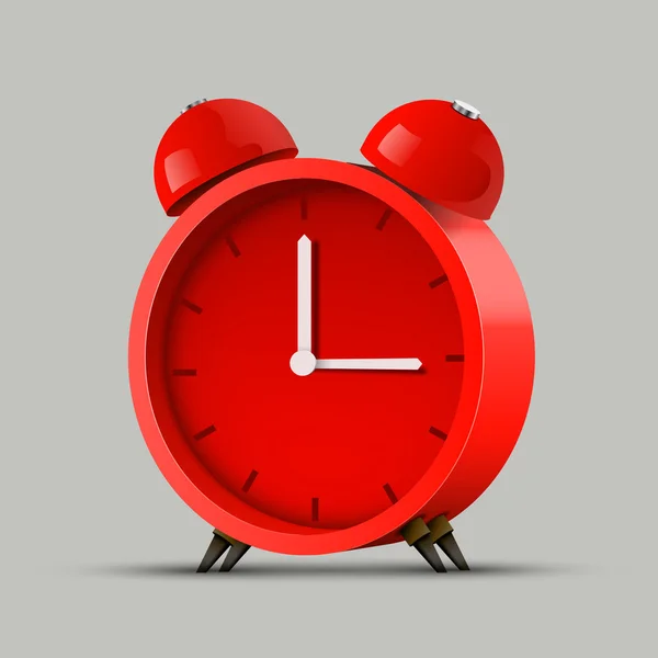 Reloj despertador rojo realista. Vector limpio — Archivo Imágenes Vectoriales