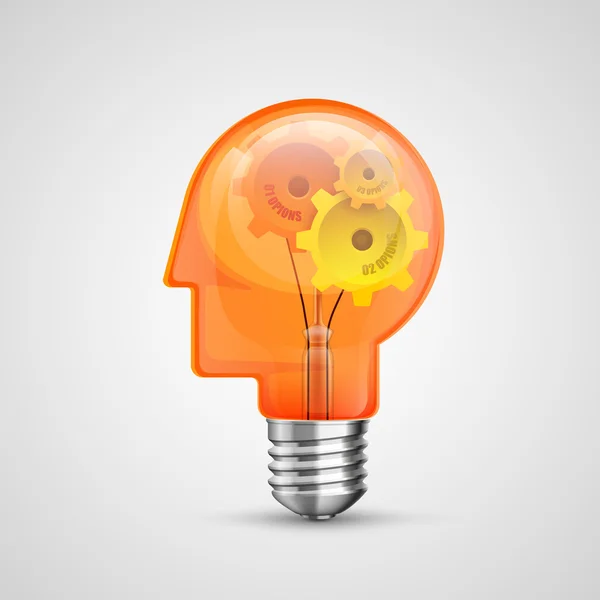 Concepto de cabeza de lámpara idea creativa — Vector de stock