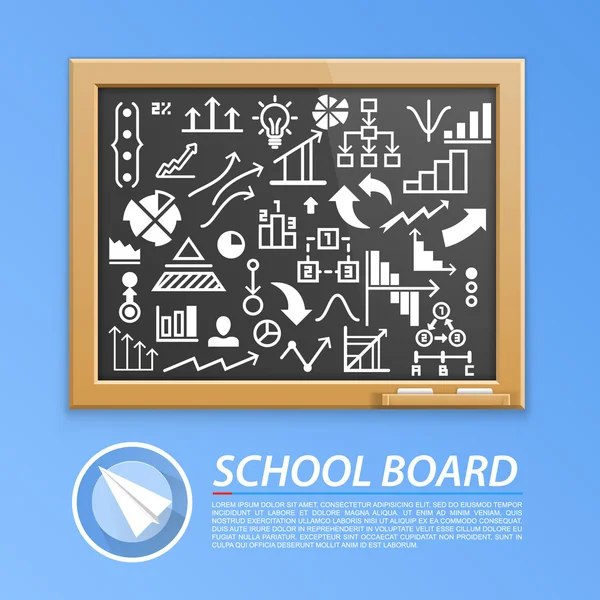 School houten plank met pictogrammen — Stockvector