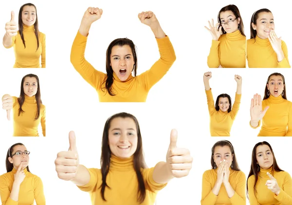 Woman gestures collage — Stock Photo, Image