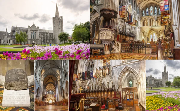 Collage della Cattedrale di San Patrizio a Dublino — Foto Stock