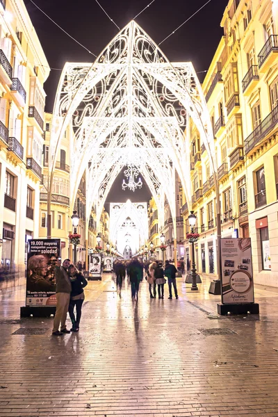 Noel ışıkları Larios Caddesi üzerinde — Stok fotoğraf