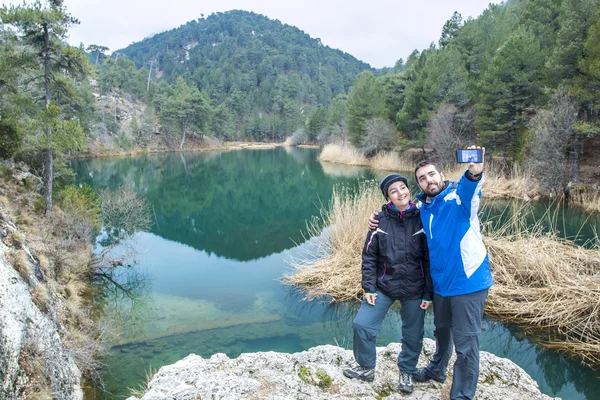 Selfie at the lake — Stock Photo, Image