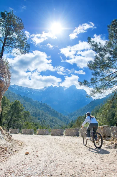 Donna in bicicletta — Foto Stock