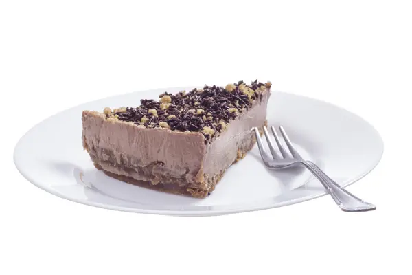 Chocolate cheesecake plate — Stock Photo, Image