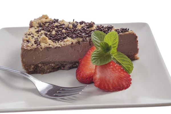 Chocolate cake with strawberries — Stock Photo, Image