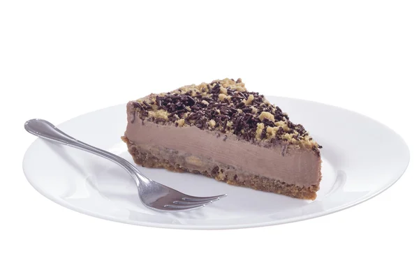 Chocolate cheesecake plate — Stock Photo, Image