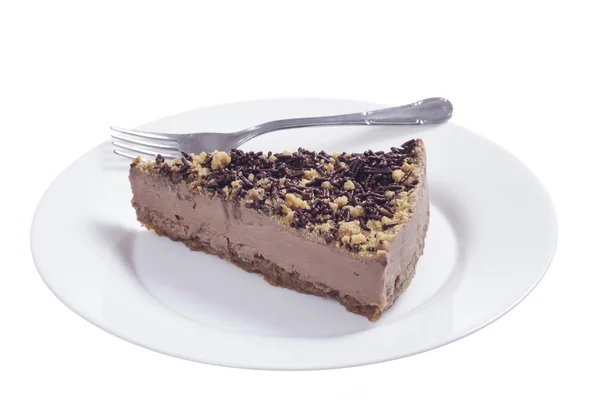 Chocolate cheesecake plate — Stock Photo, Image