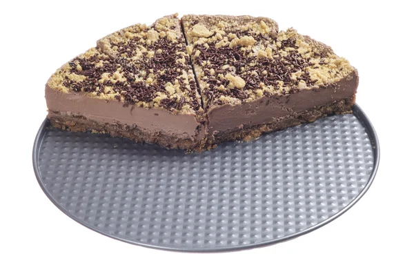 Half sliced chocolate cheesecake — Stock Photo, Image