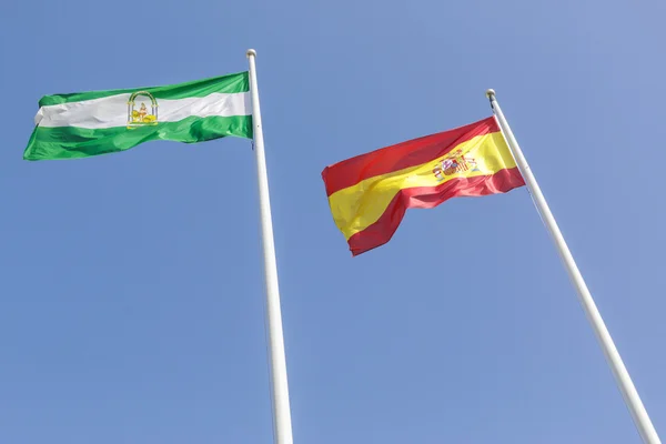 Andalusian and Spanish Flag — Stock Photo, Image