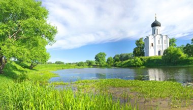 Nerl üzerinde şefaat Kilisesi. Rusya, Bogolyubovo Köyü.
