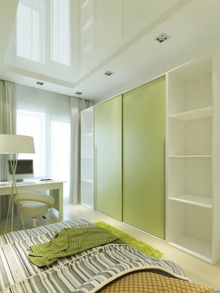Room for teenager in modern with a large sliding closet. — Stock Photo, Image
