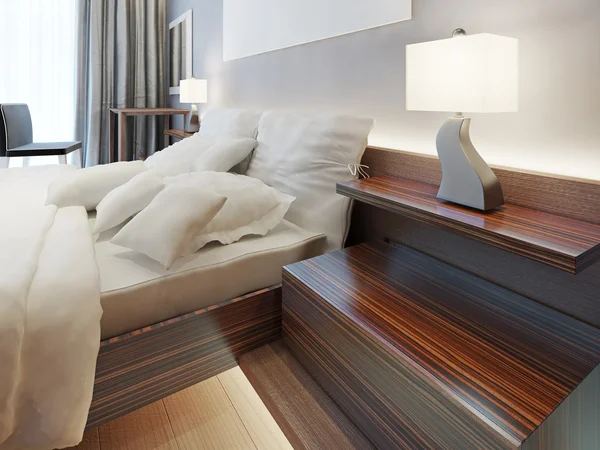 棚の形の現代木製のベッドサイドのナイトスタンド. — ストック写真