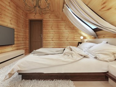 Çatı penceresi ile modern tarzda lüks yatak odası