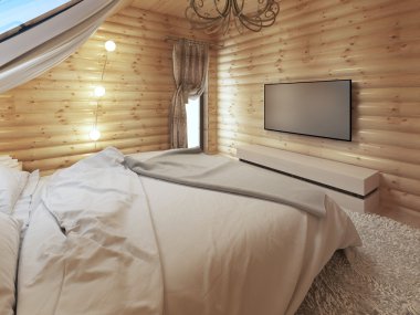 Bir günlük modern bir yatak odası iç Tv ünitesi. 