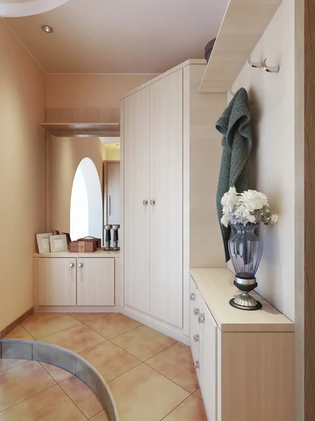 Hallway in modern style with hangers, a mirror dressing table — Stock Image Hallway in modern style with hangers, a mirror dressing table Stock Photo