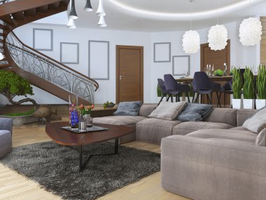 Spiral ahşap merdivenile modern bir tarzda yaşamak