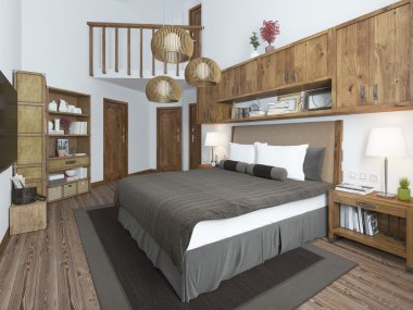 Modern tarzda lüks yatak odası. 